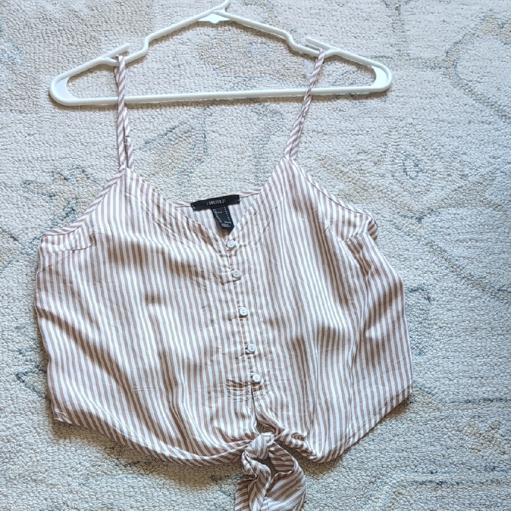Forever 21 Beige Striped Button-Up Camisole